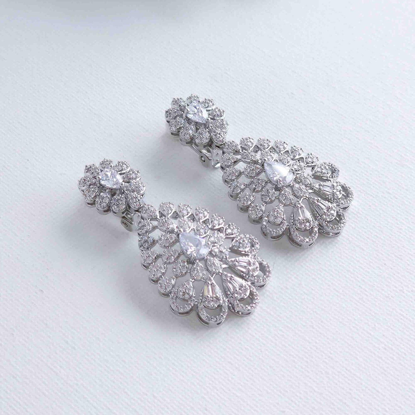 Statement Clip on Earrings for Weddings, Prom and Occasions-Sienna