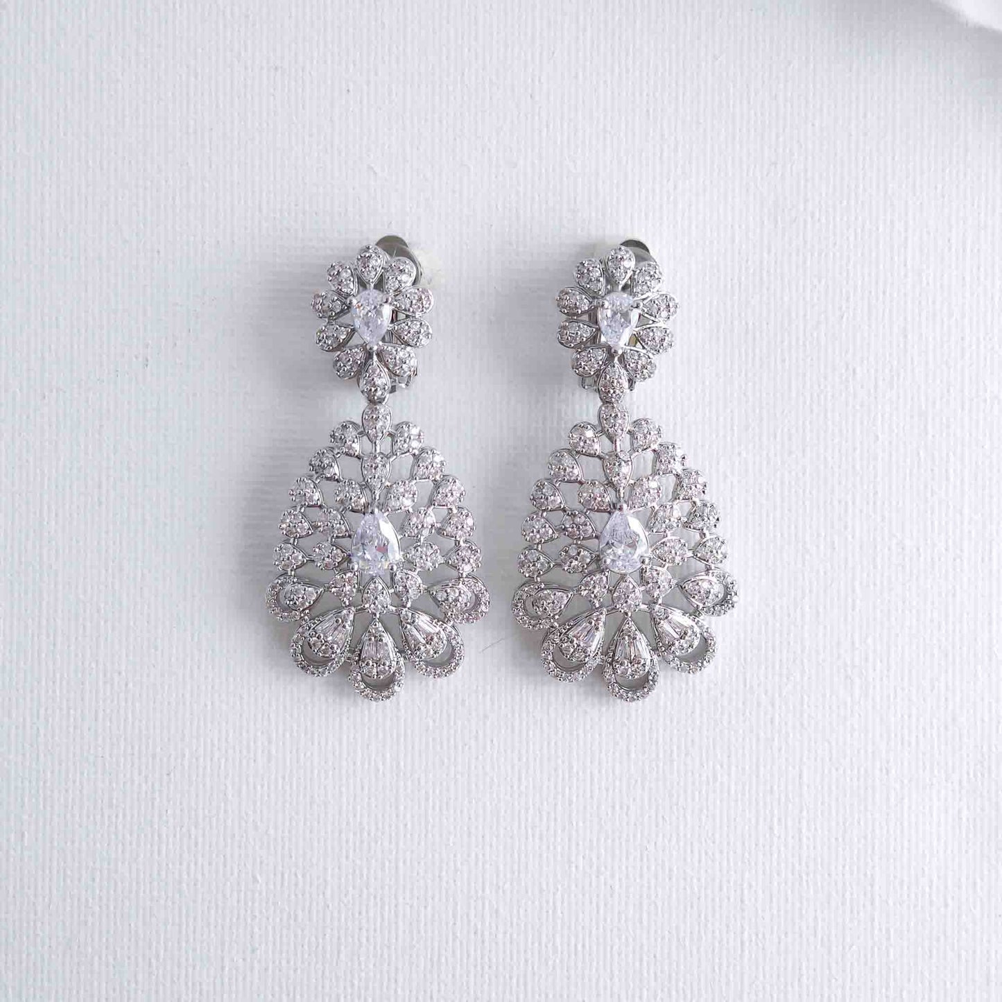 Statement Clip on Earrings for Weddings, Prom and Occasions-Sienna