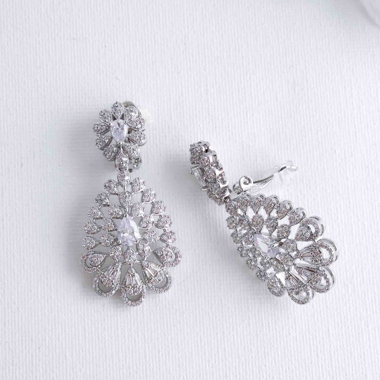 Statement Clip on Earrings for Weddings, Prom and Occasions-Sienna