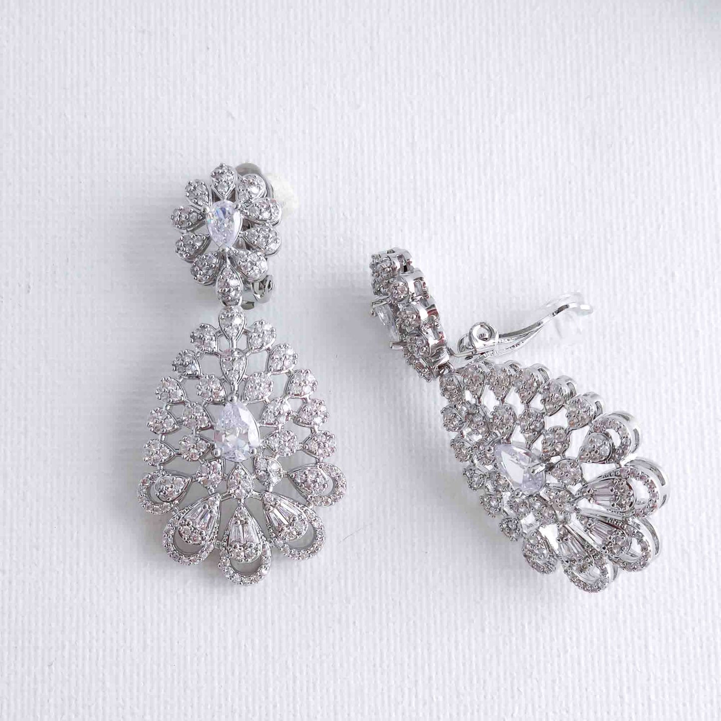 Statement Clip on Earrings for Weddings, Prom and Occasions-Sienna