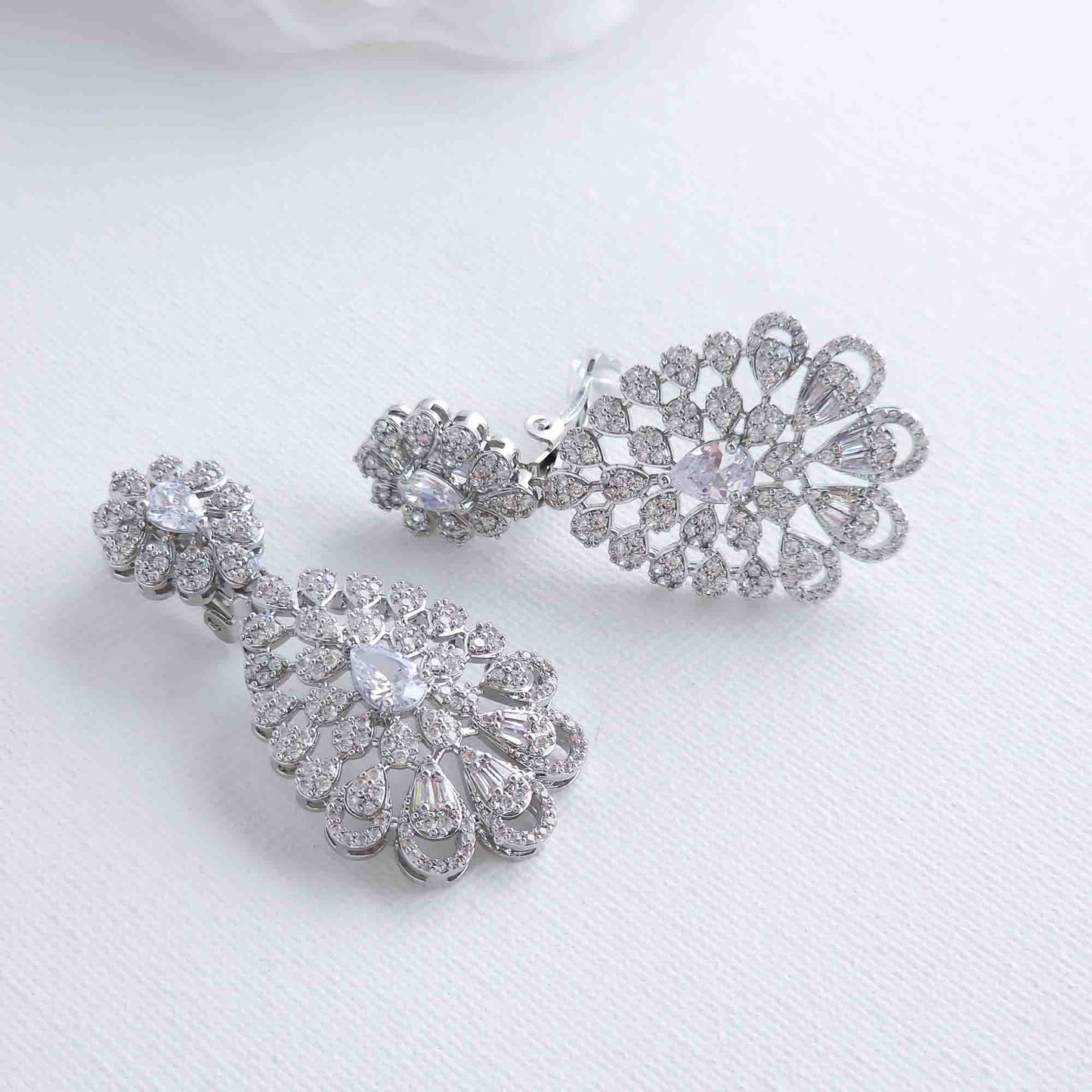 Statement Clip on Earrings for Weddings, Prom and Occasions-Sienna