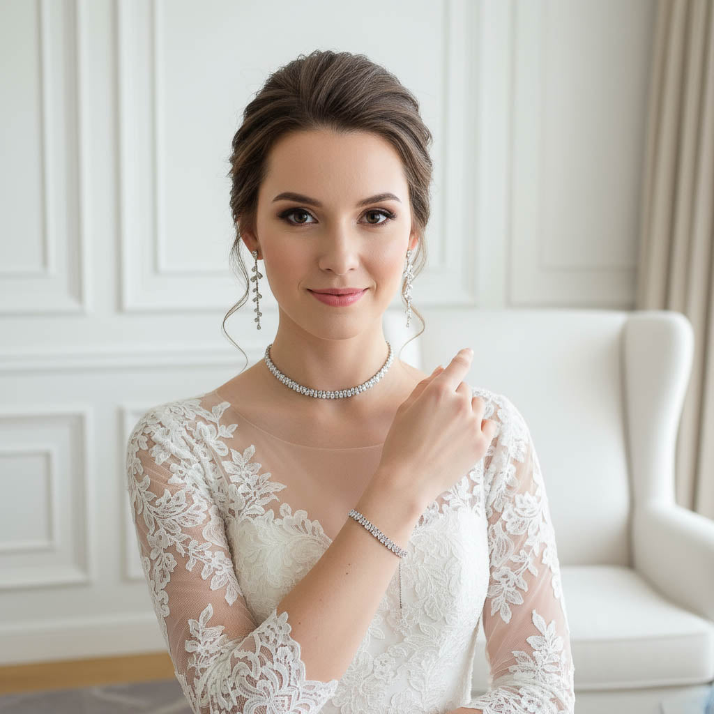 Regal Gold CZ Choker Set: Bride, Wedding & Occasion Elegant Statement Jewellery -Talia