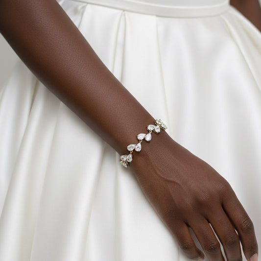 Rose Gold Teardrop Wedding Bracelets- Clara