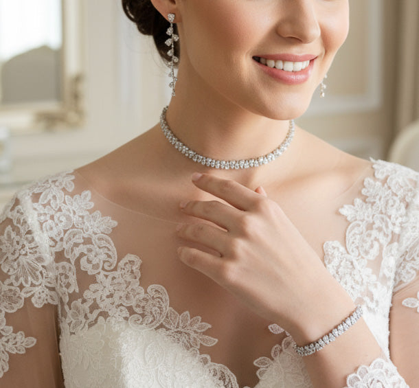 Regal Gold CZ Choker Set: Bride, Wedding & Occasion Elegant Statement Jewellery -Talia