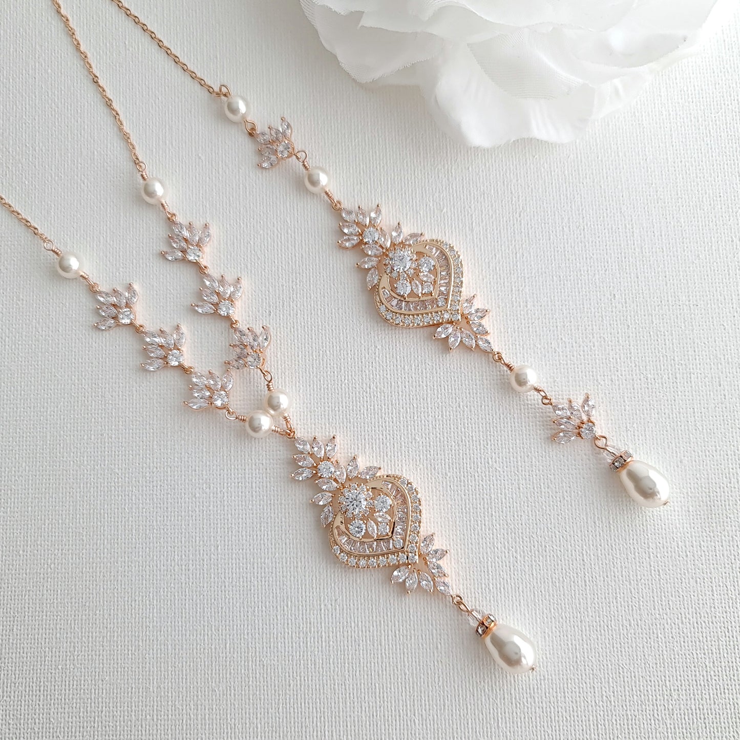 Gold Backdrop Necklace for Brides-Rosa