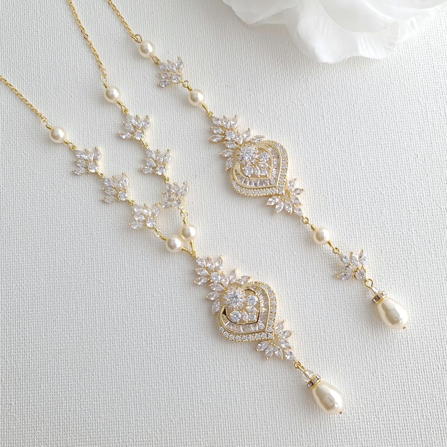 Gold Backdrop Necklace for Brides-Rosa