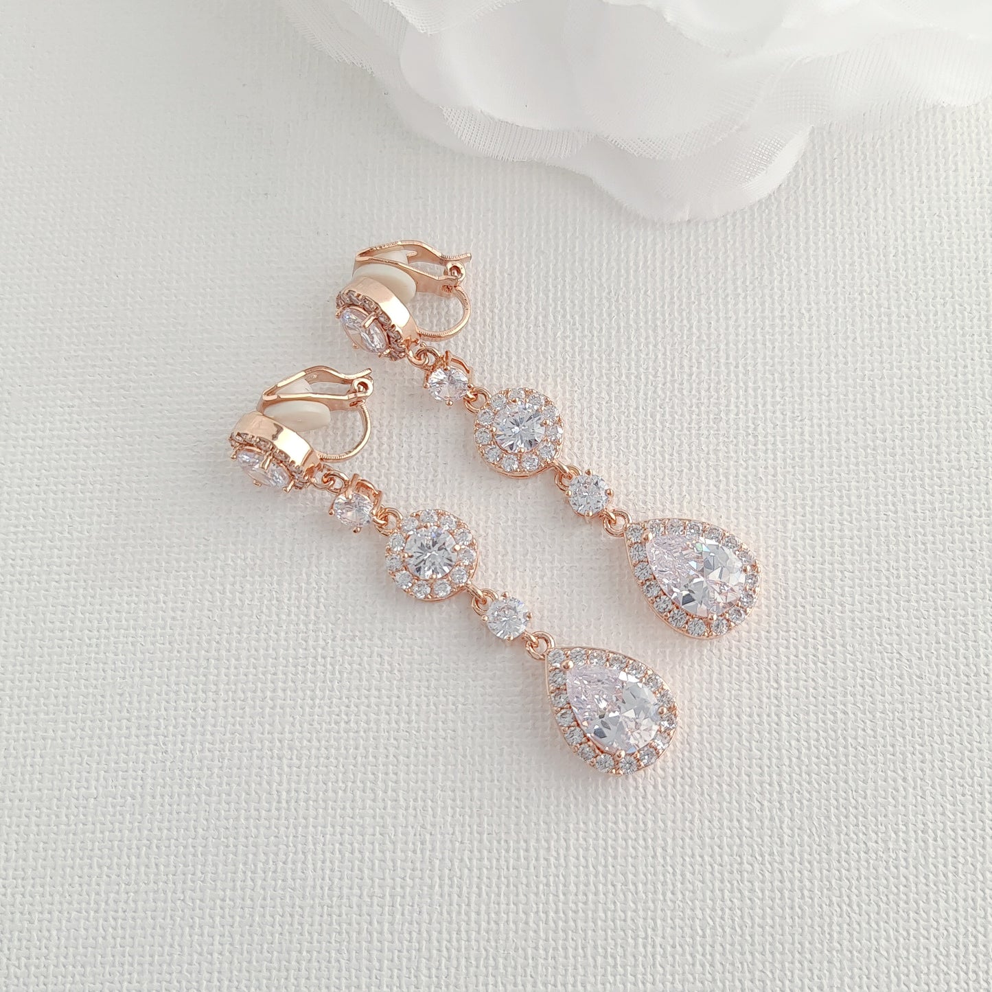 Rose Gold Clip On Earrings-Reagan