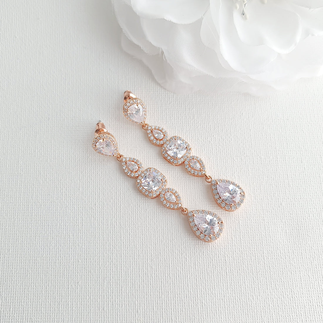 Long Gold Drop Earrings for Weddings- Gianna