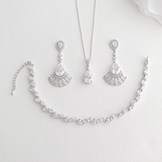 Sparkling Cubic Zirconia Jewellery Set for Weddings & Special Occasions - Ilana