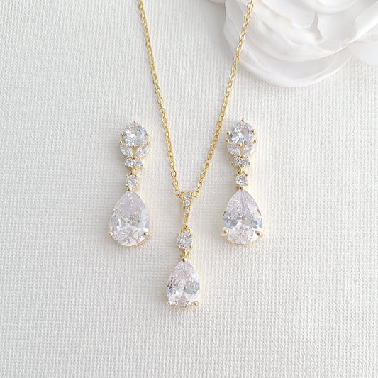 Gold Crystal Jewellery Set-Mary