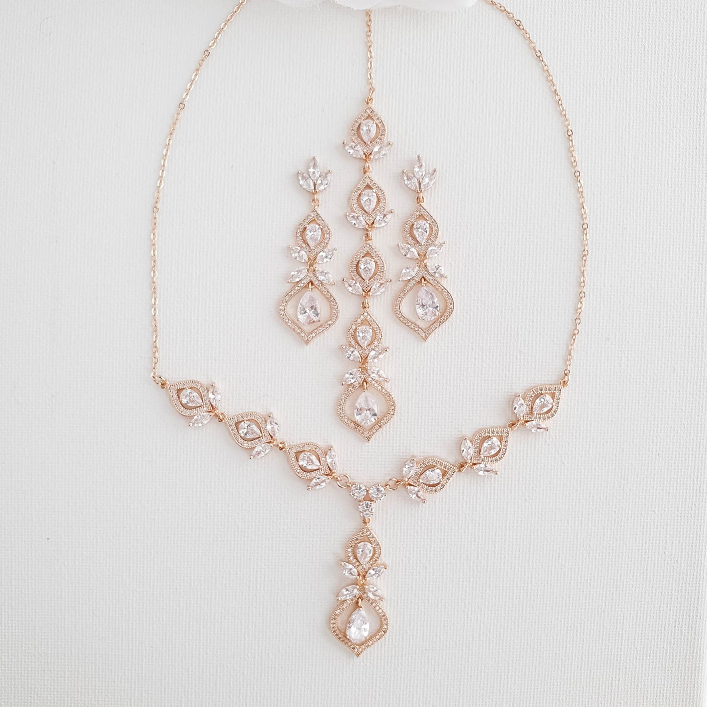Rose Gold Wedding Day Jewellery Set for Brides-Meghan