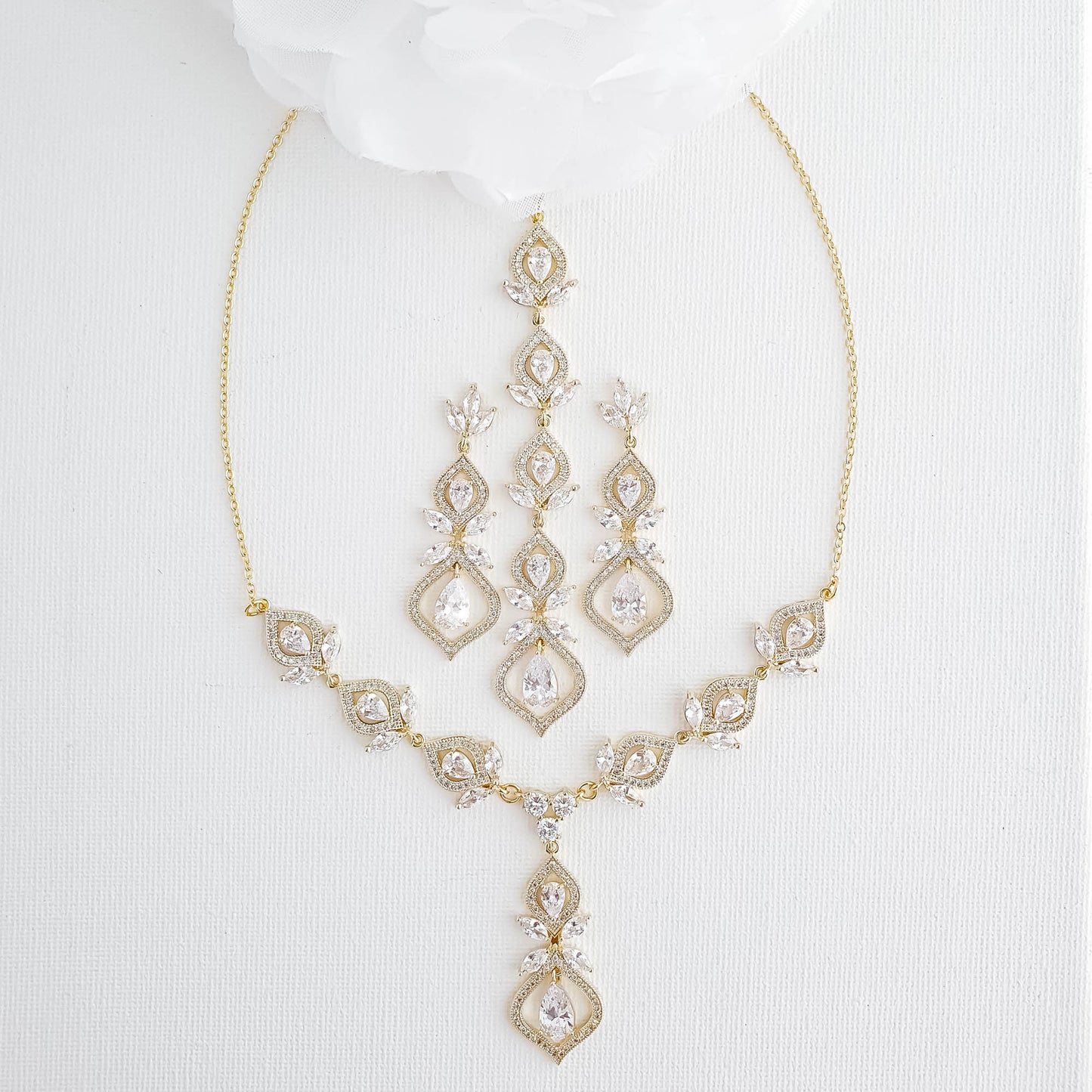 Rose Gold Wedding Day Jewellery Set for Brides-Meghan