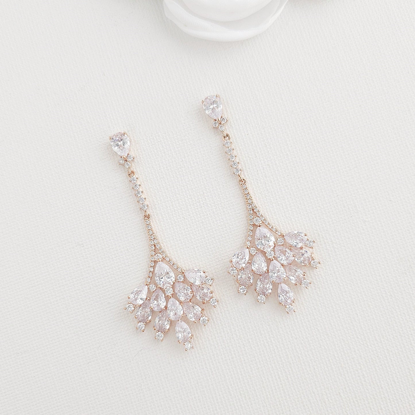 Gold Chandelier Drop Earrings for Weddings and Reception-Yana