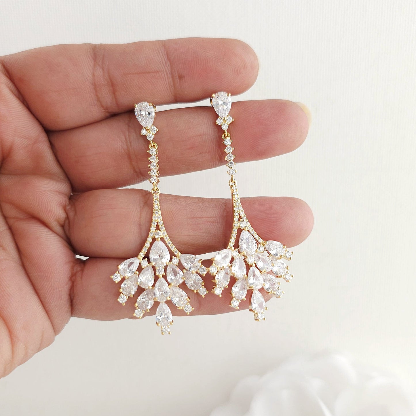 Statement Chandelier Earrings for Brides and Women-Yana