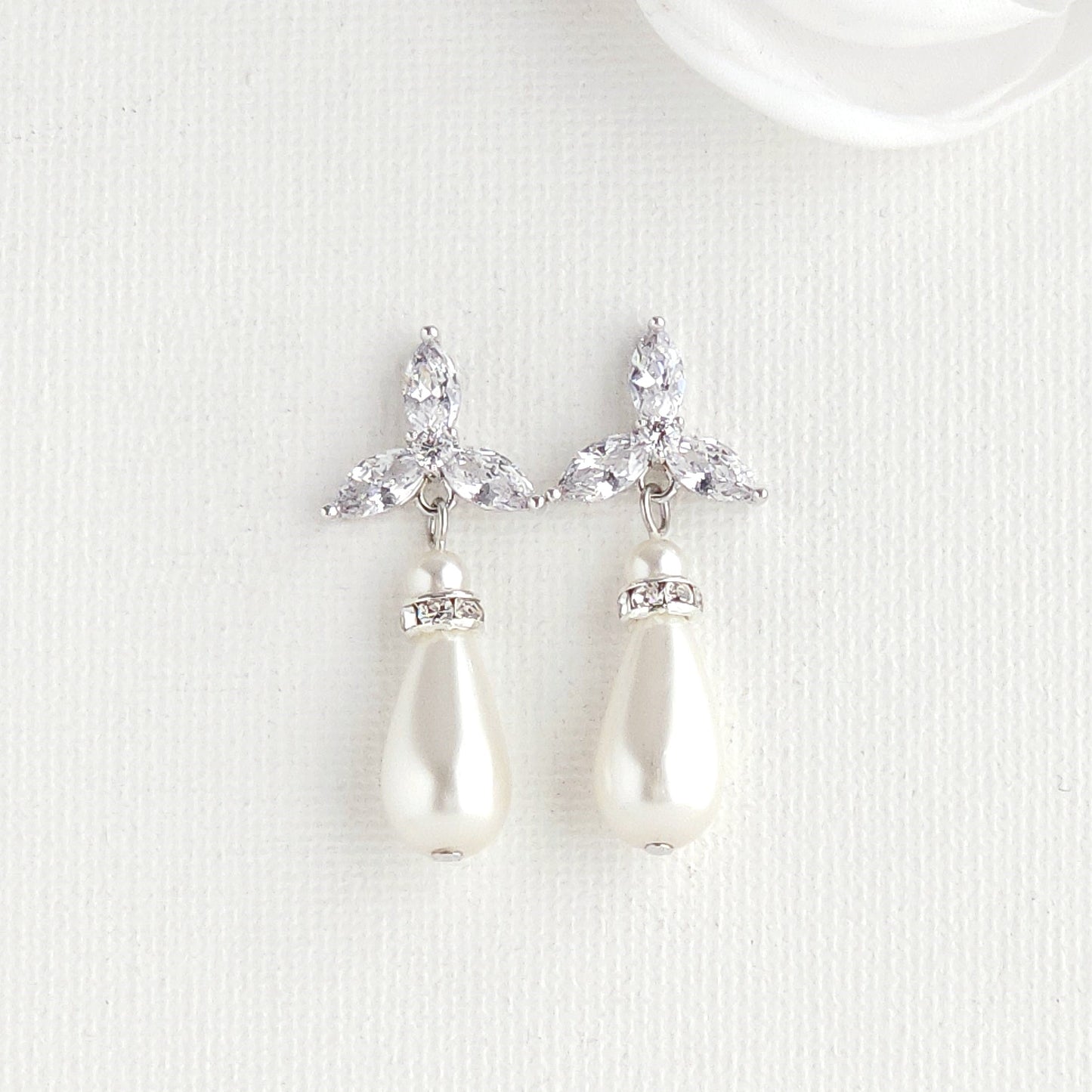 Simple Pearl Earrings for Weddings- Flora