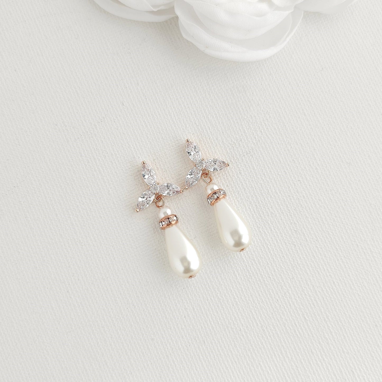 Simple Pearl Earrings for Weddings- Flora