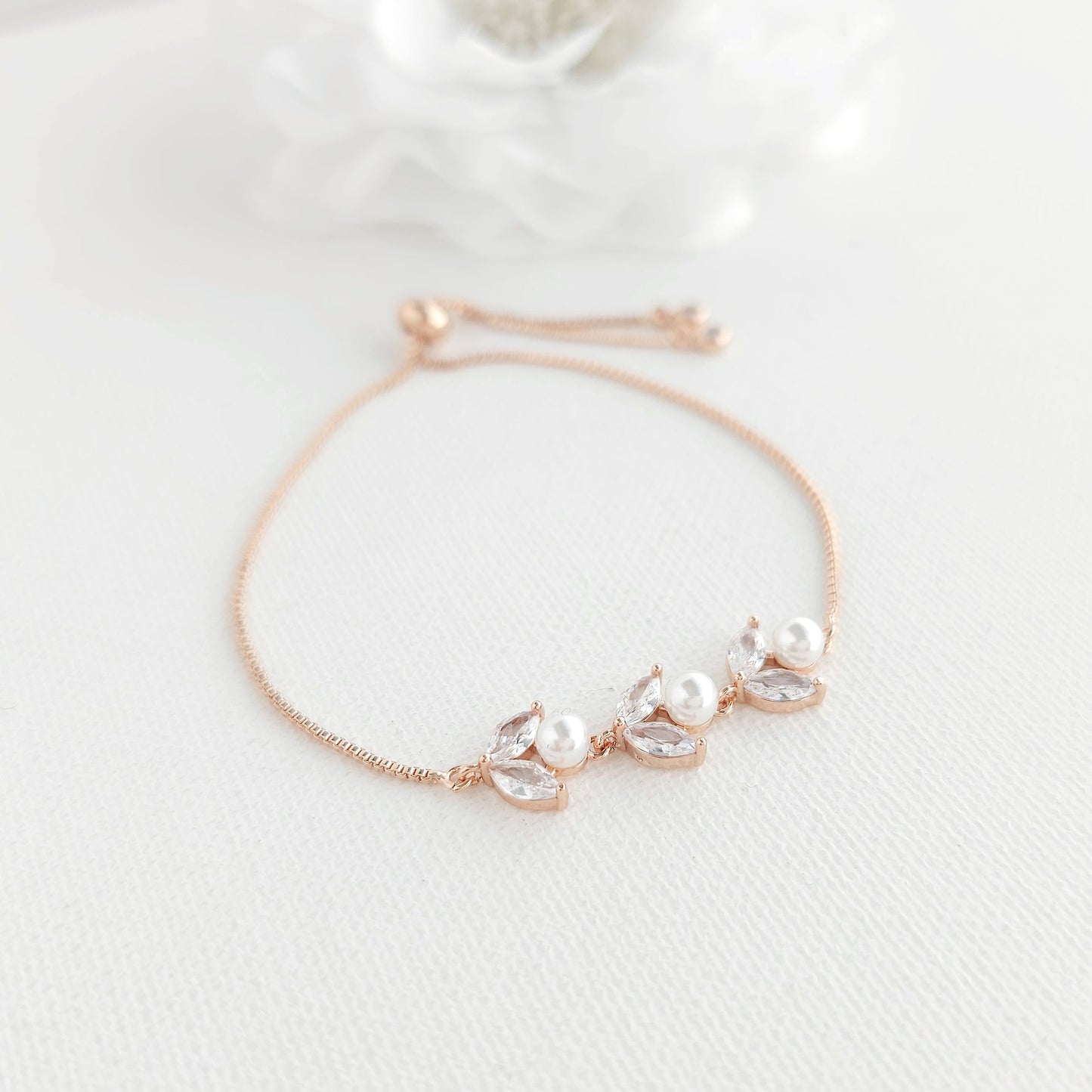 Dainty Rose Gold Bracelet for Brides and Bridemaids- Liela