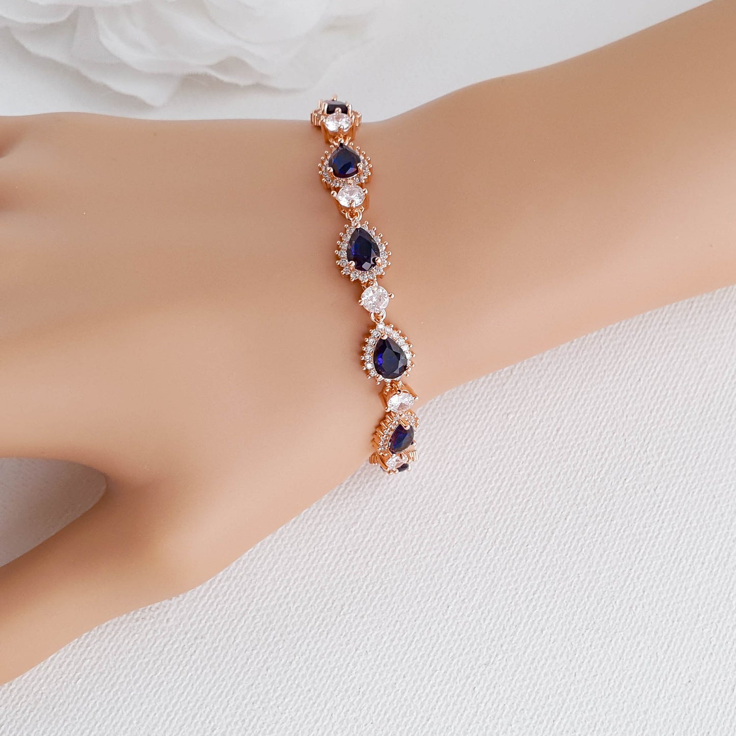 Blue Wedding Bracelet in Rose Gold-AOI