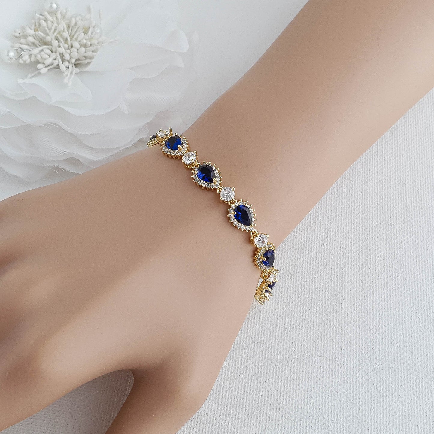 Blue Wedding Bracelet in Rose Gold-AOI