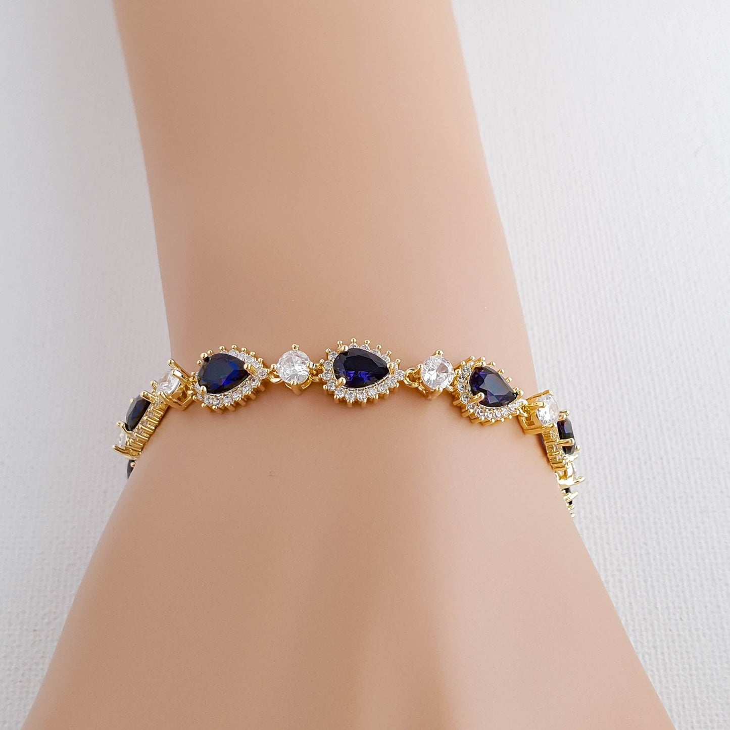 Gold Bracelet with Blue Stones-AOI