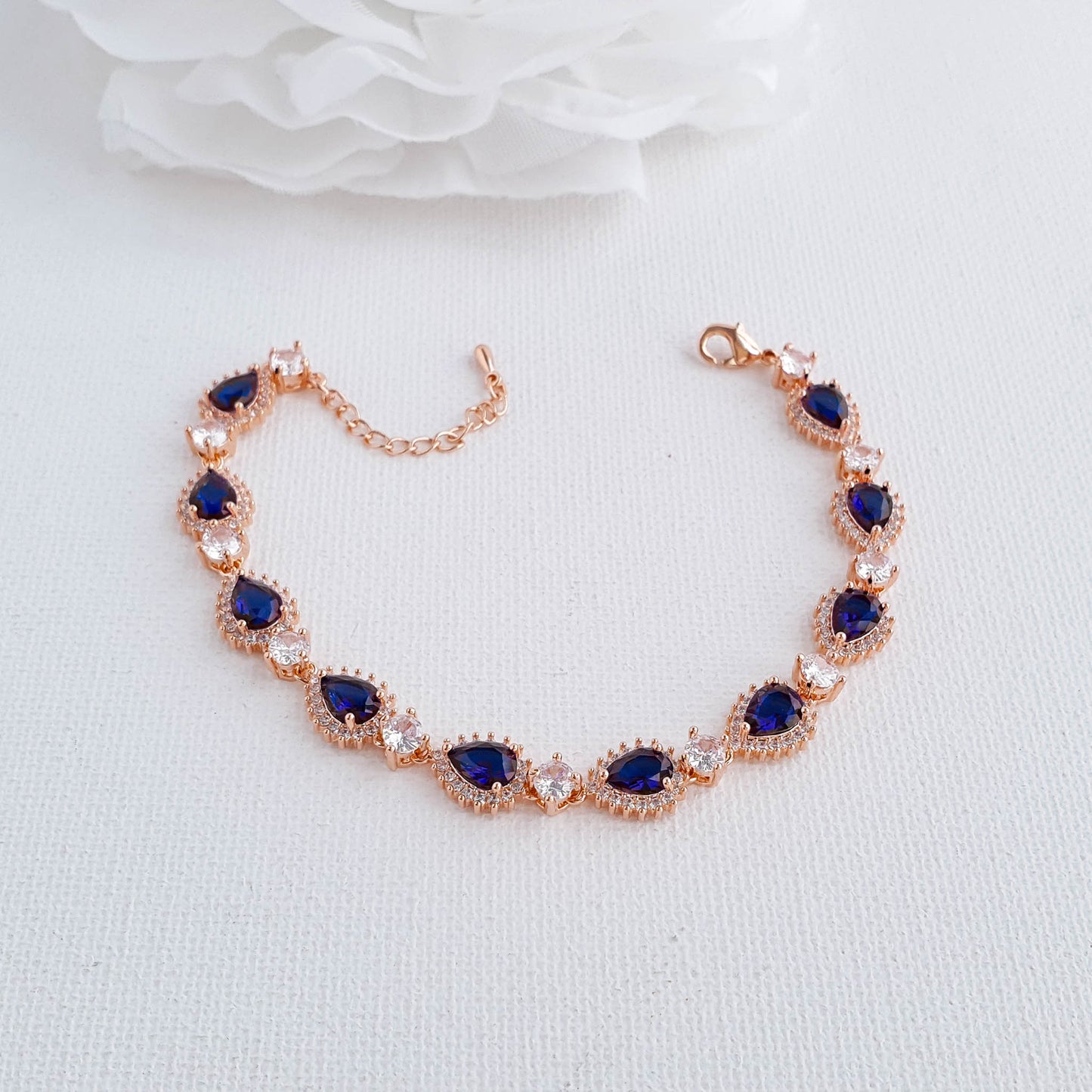 Blue Wedding Bracelet in Rose Gold-AOI