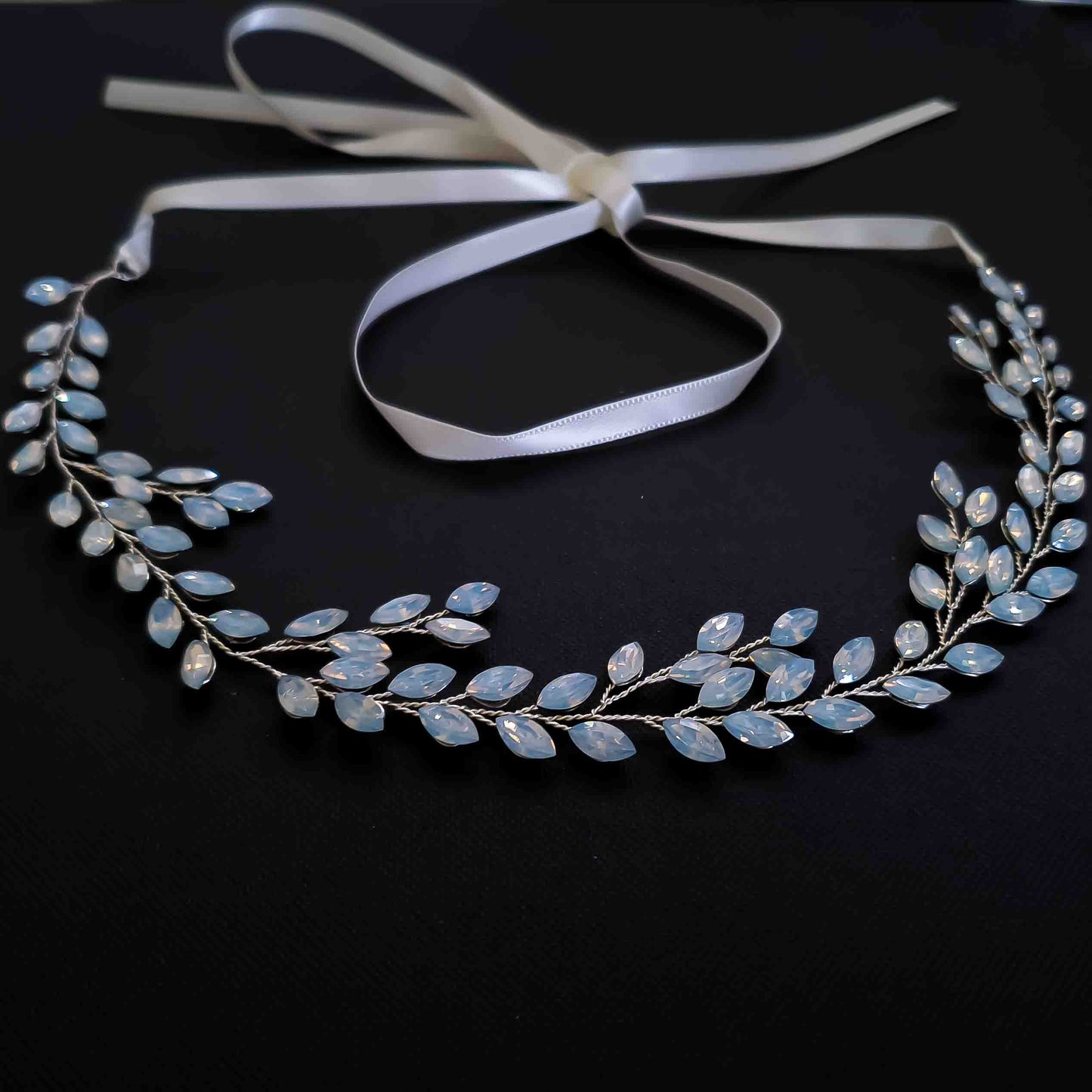 Something Blue" Hair Vine | Flexible Opal Crystal Bridal Headpiece-Demi