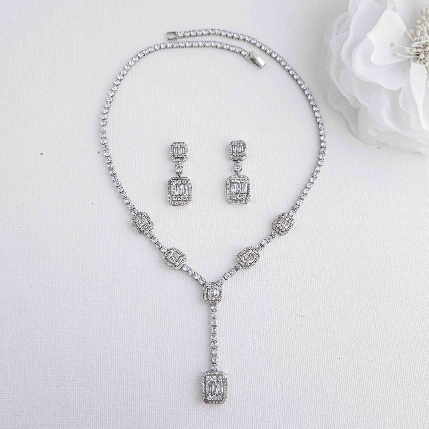 “T” Drop Necklace for Wedding and Formal-Edith