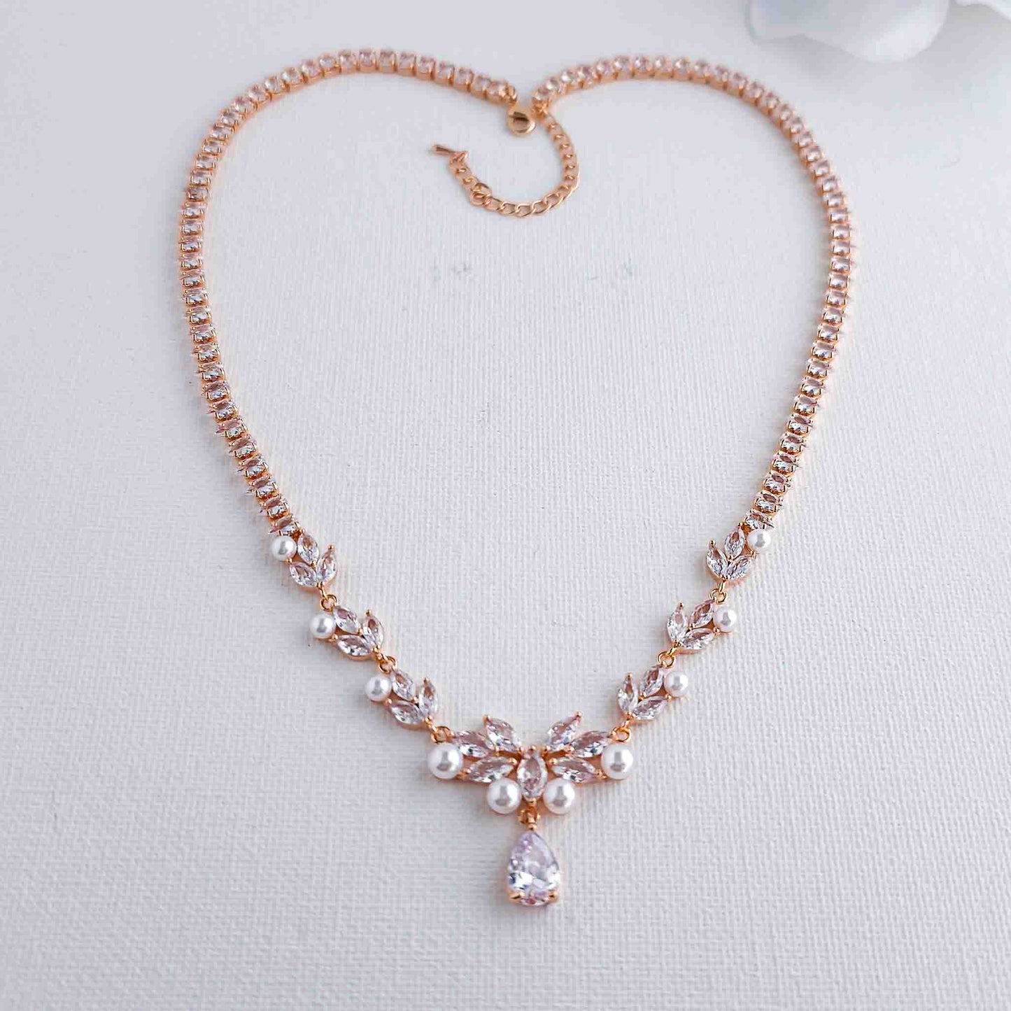 Pearl Wedding Jewellery Set of Necklace and Earrings-Jenna