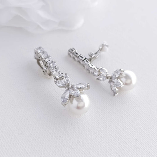 Pearl Drop Earrings with Clip On's-Jocelyn