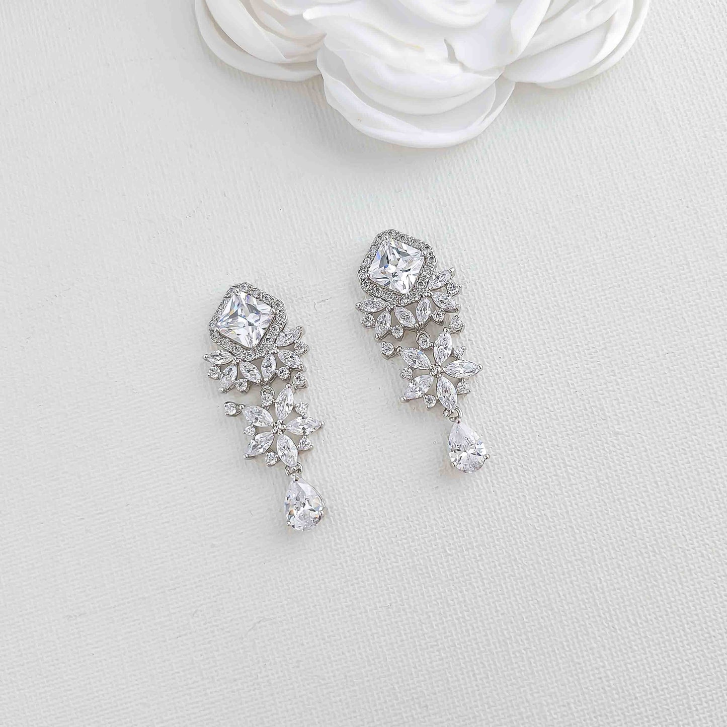 Drop Earrings and Bracelet Set for Wedding-Lacie