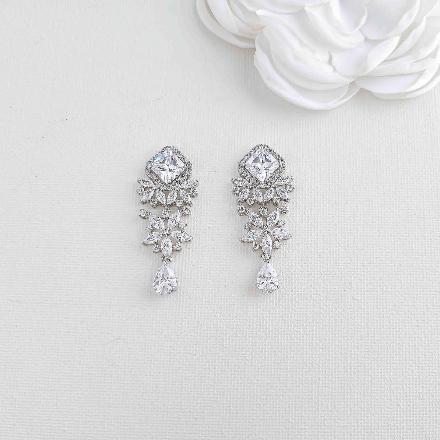 Drop Earrings and Bracelet Set for Wedding-Lacie
