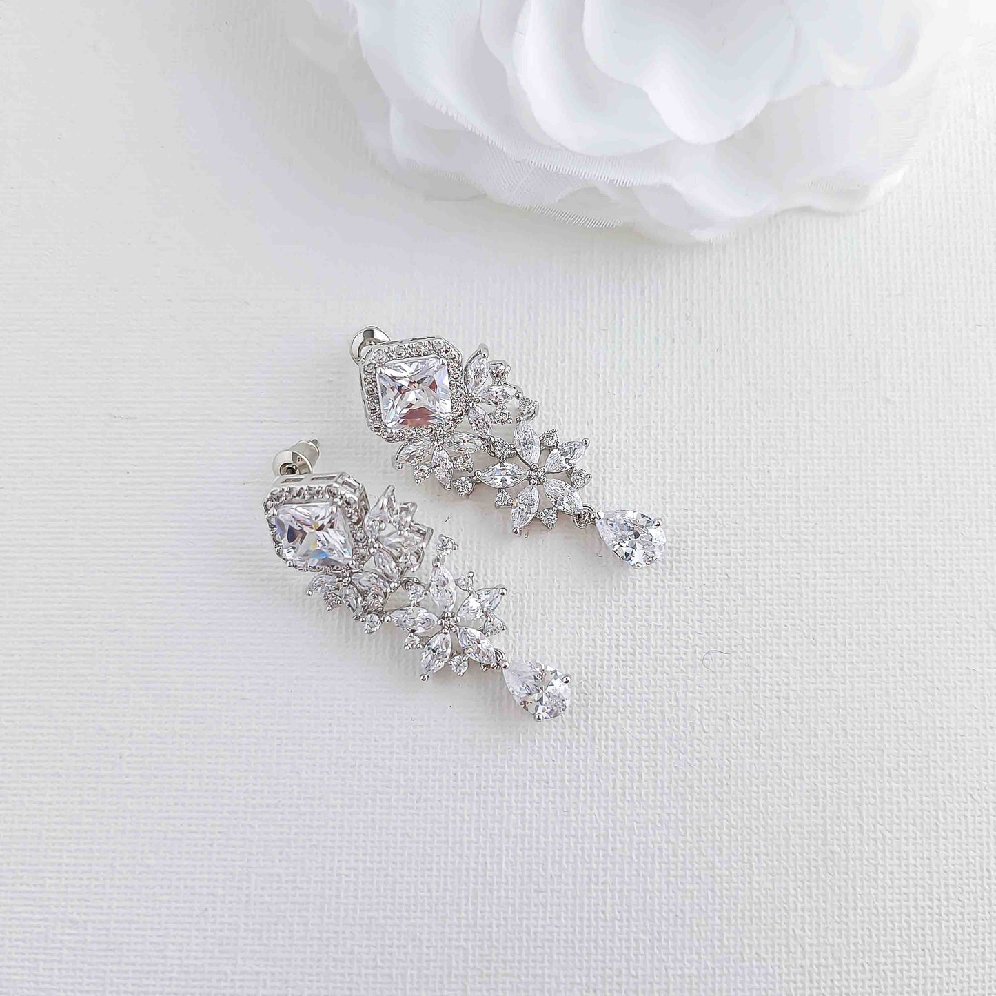Drop Earrings and Bracelet Set for Wedding-Lacie
