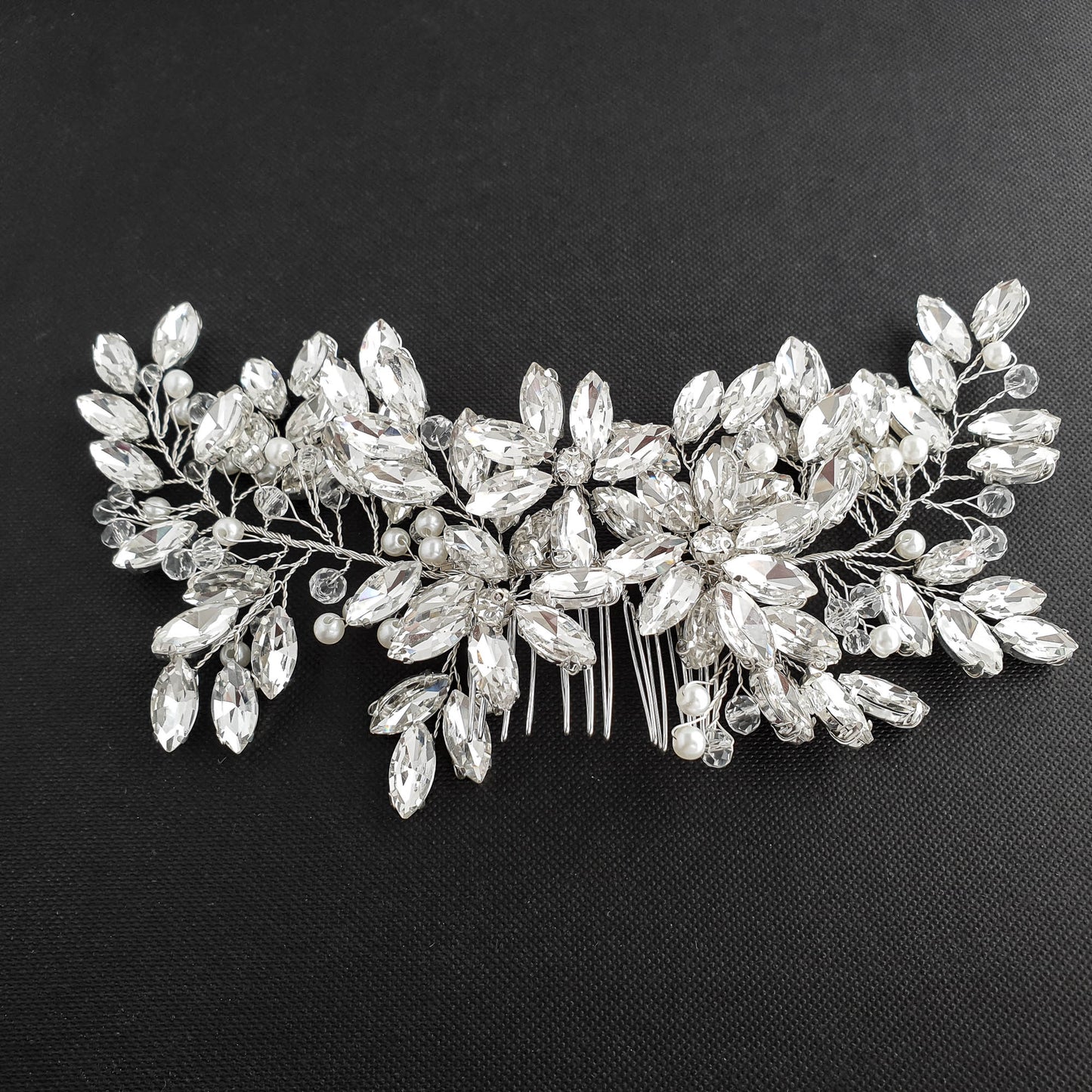 Crystal Cluster Floral Hair Comb for Brides-Leana