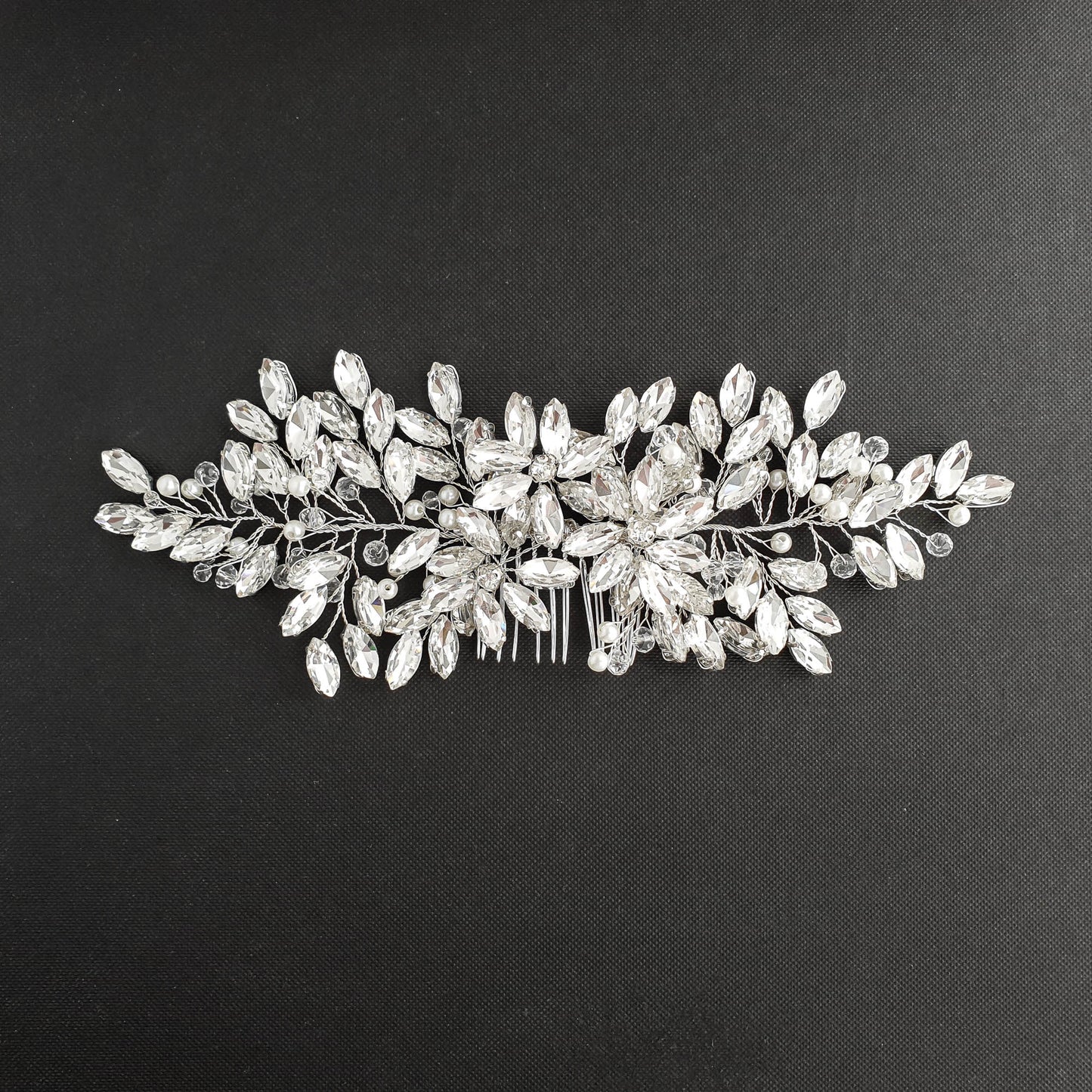 Crystal Cluster Floral Hair Comb for Brides-Leana
