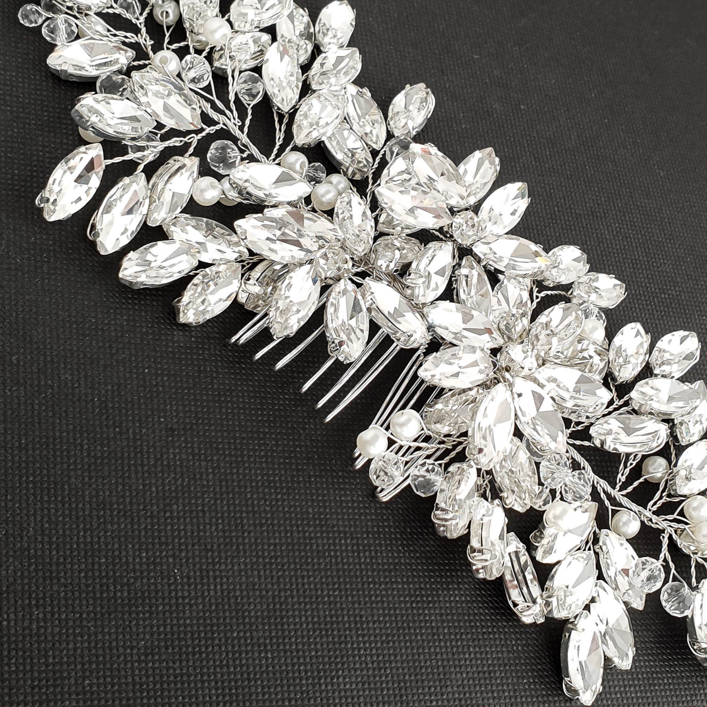 Crystal Cluster Floral Hair Comb for Brides-Leana