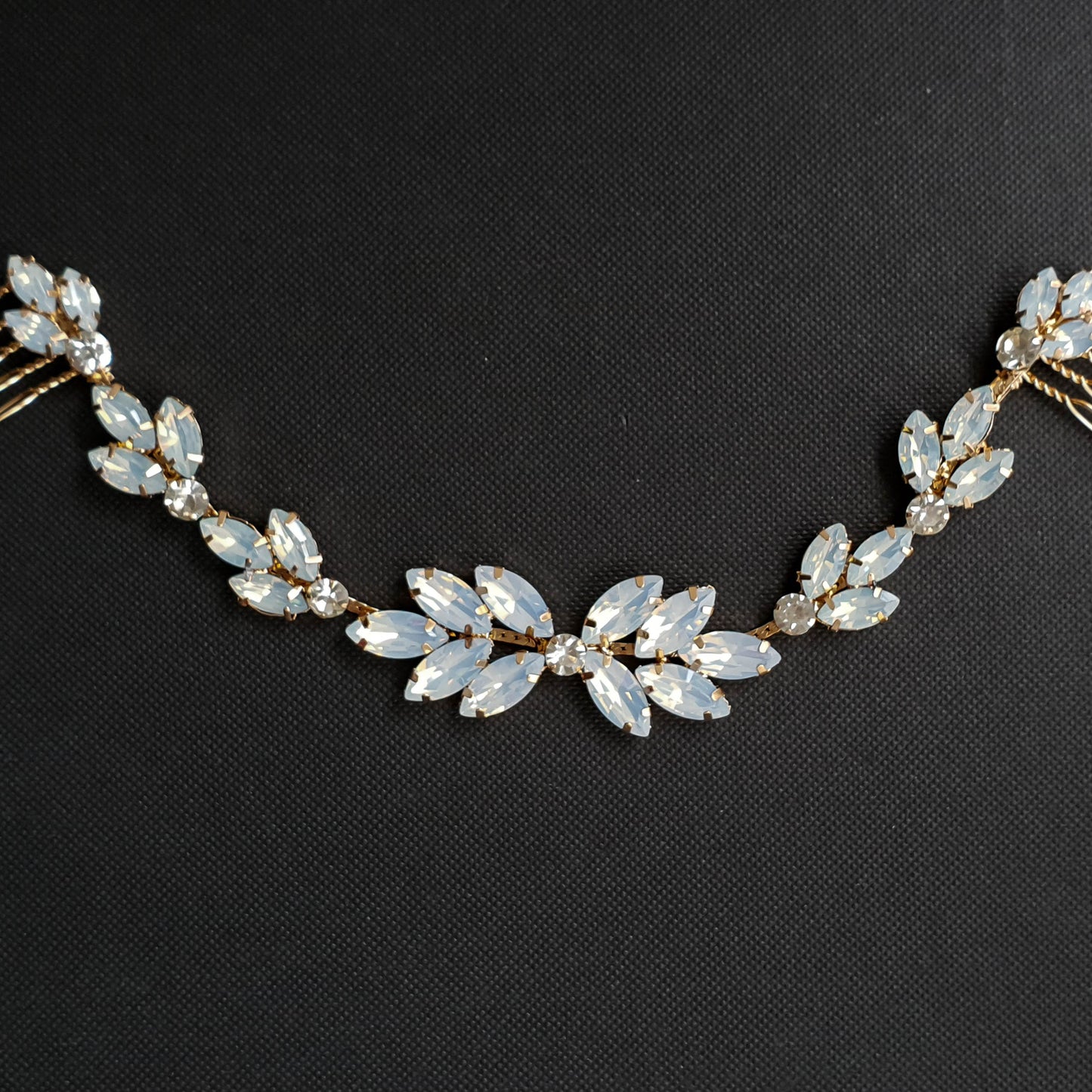 Blue Opal Bridal Headpiece in Rose Gold-Sea Holly