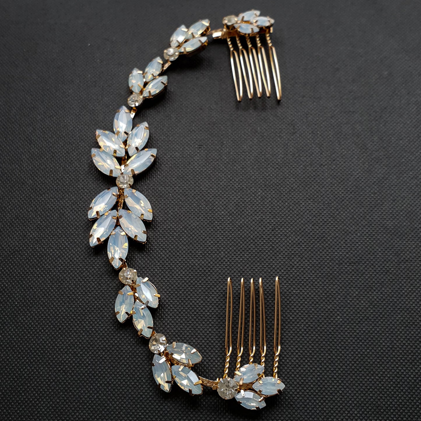 Blue Opal Bridal Headpiece in Rose Gold-Sea Holly