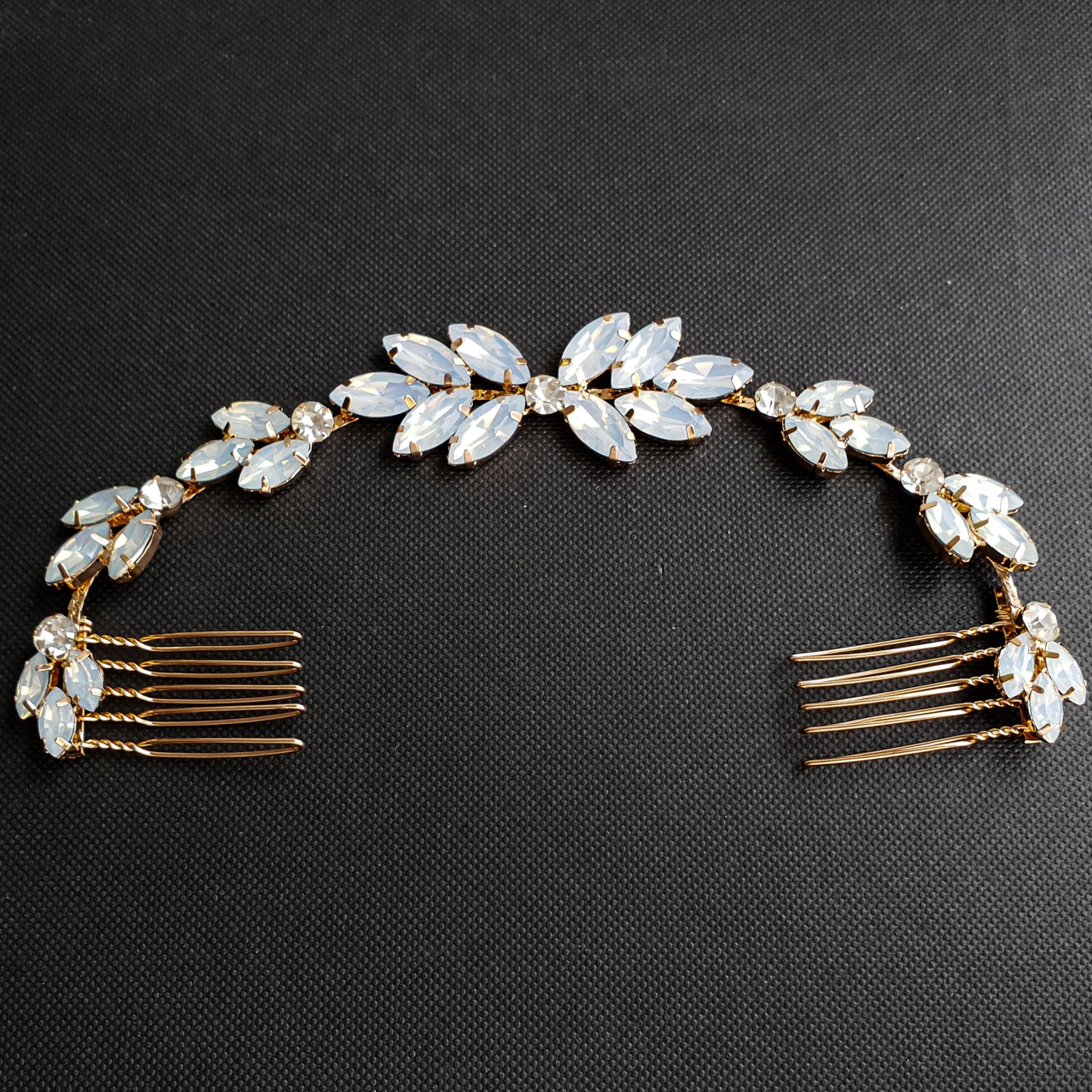 Blue Opal Bridal Headpiece in Rose Gold-Sea Holly