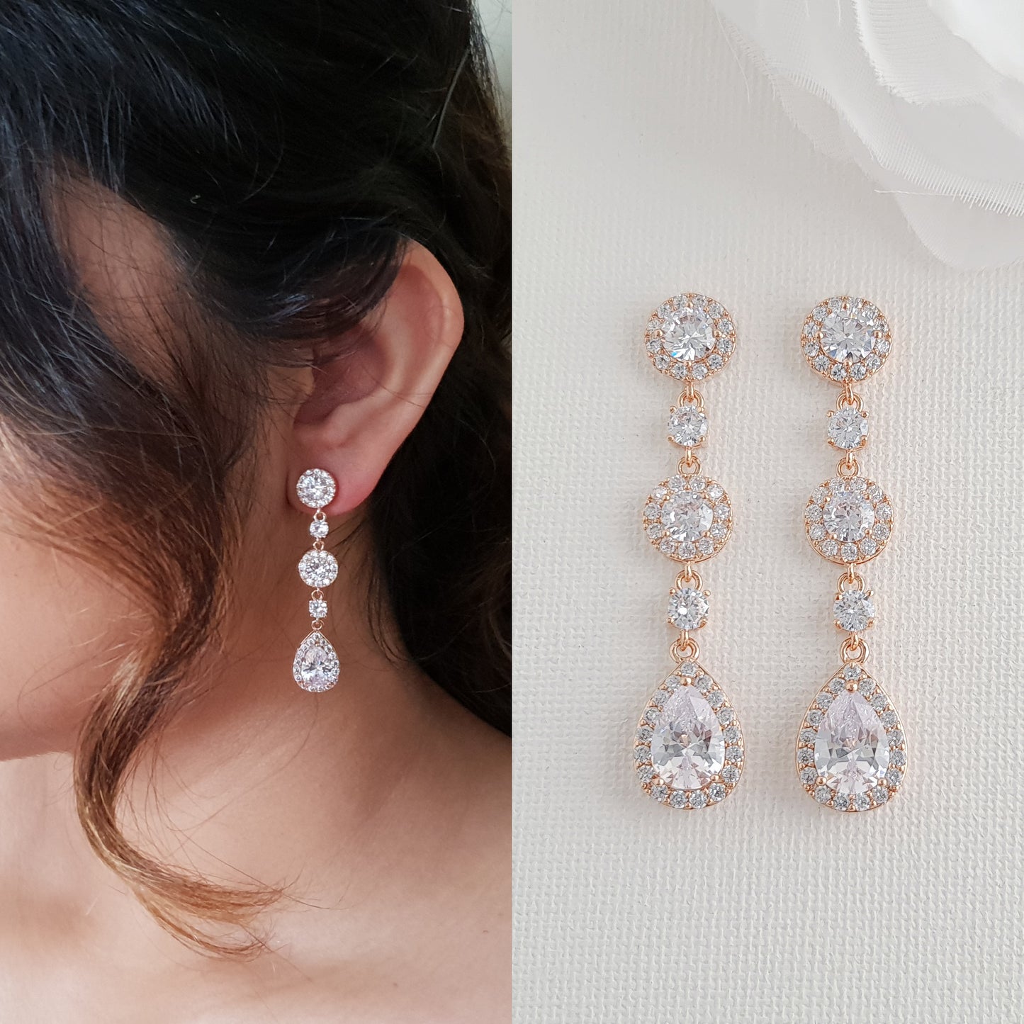 Rose Gold Clip On Earrings-Reagan