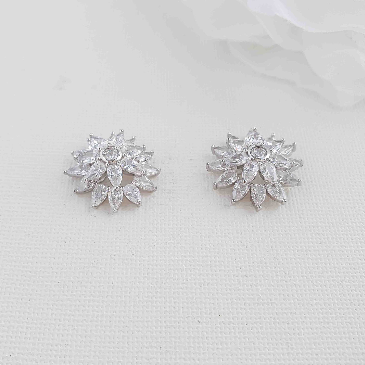 Flower Stud Earrings in Cubic Zirconia-Ruth