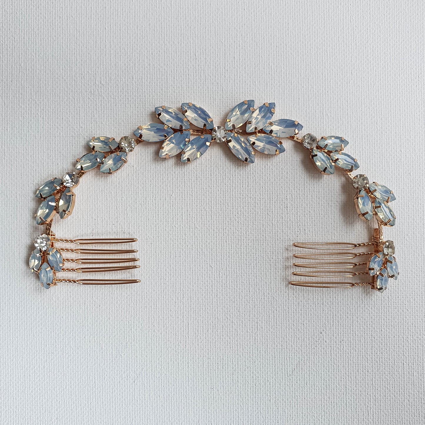 Blue Opal Bridal Headpiece in Rose Gold-Sea Holly