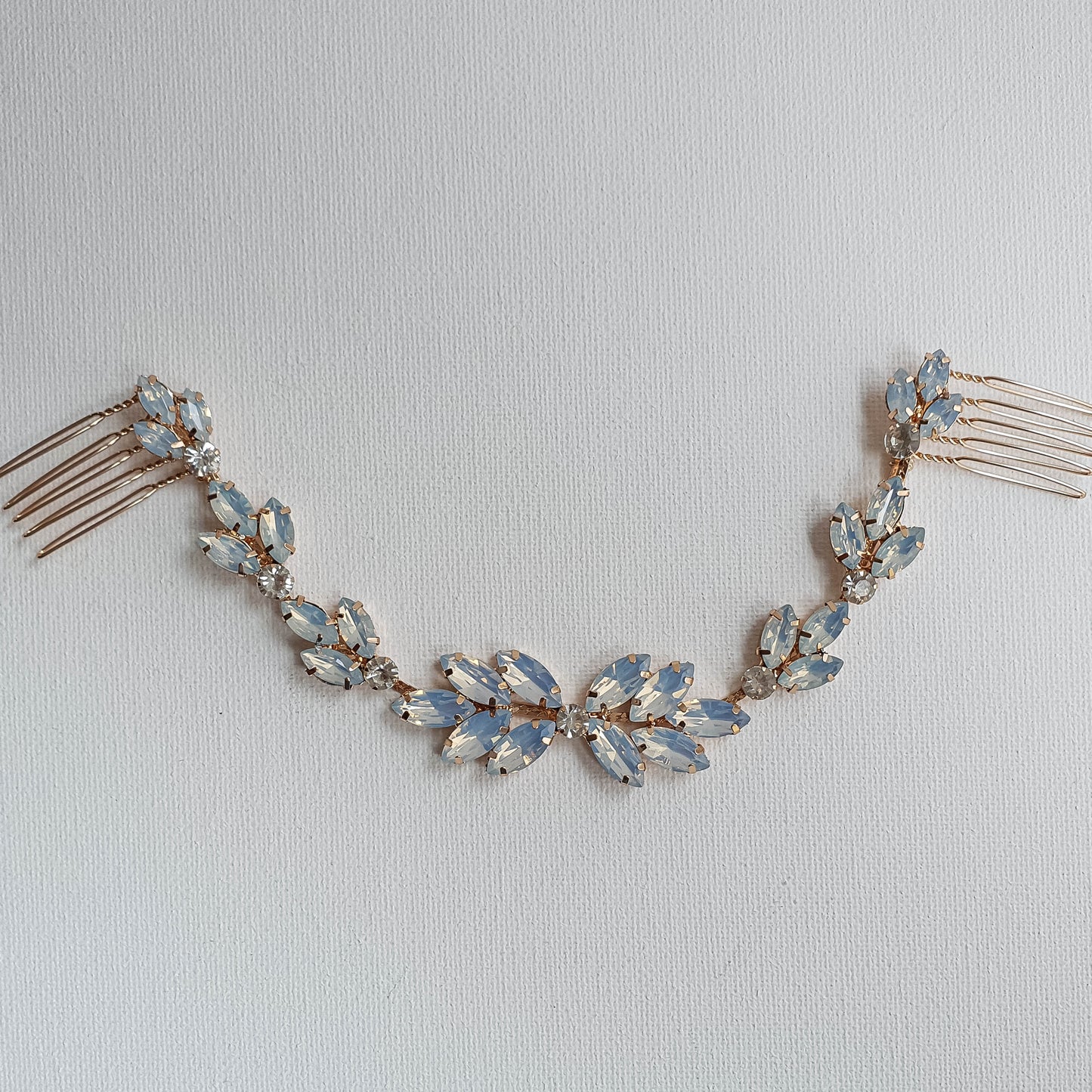 Blue Opal Bridal Headpiece in Rose Gold-Sea Holly