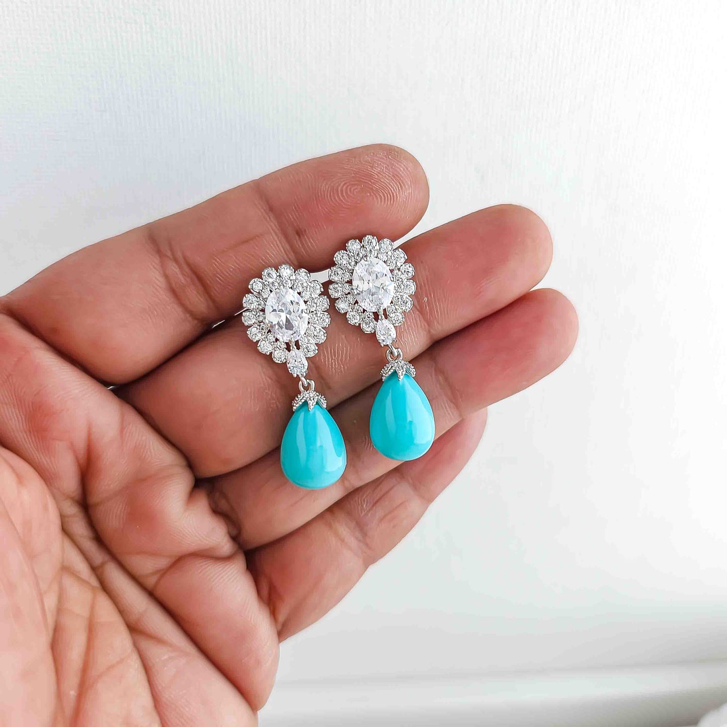 Blue Pearl Drop Earrings-Sophie