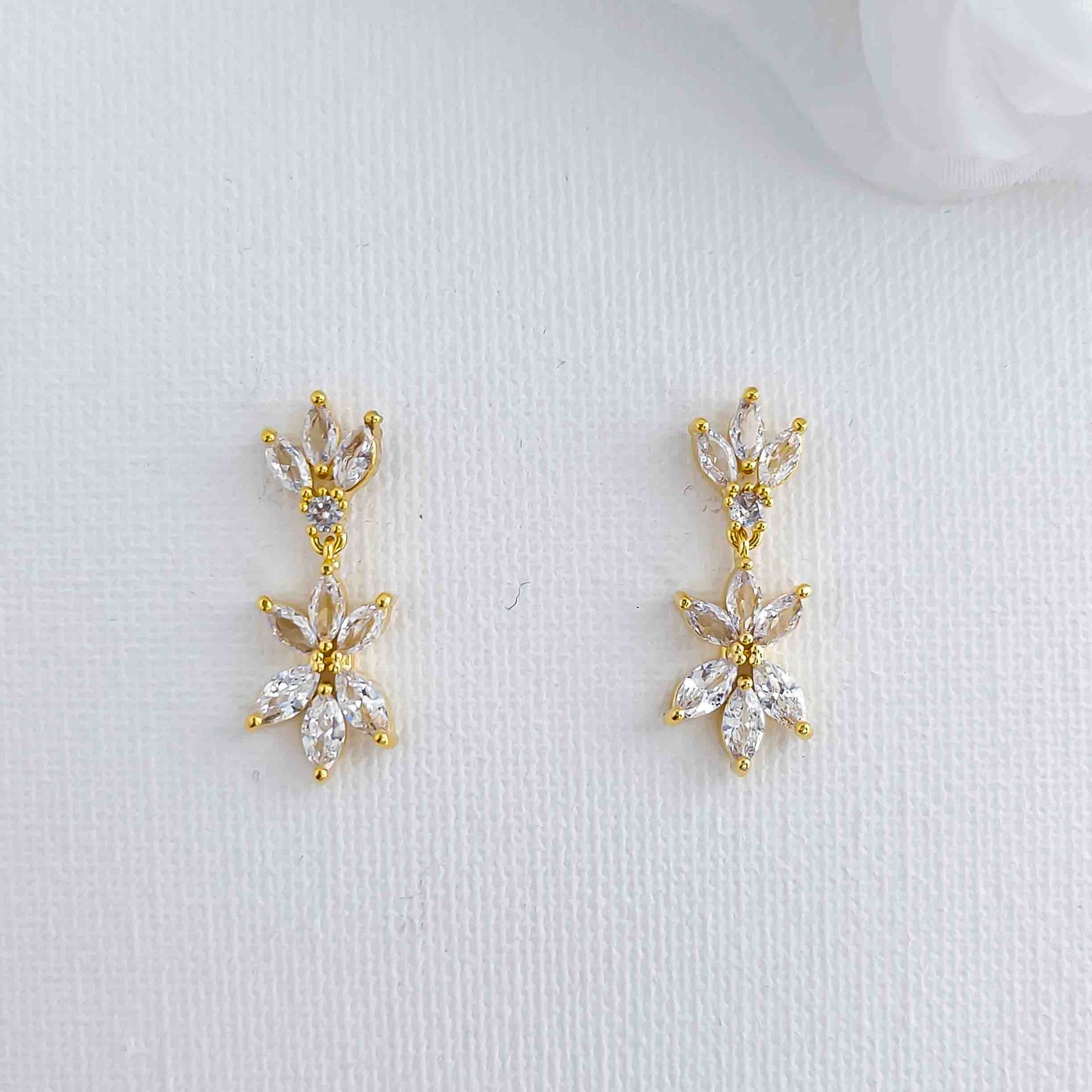 Silver Wedding Jewellery Set with CZ Necklace and Earrings-Sybil