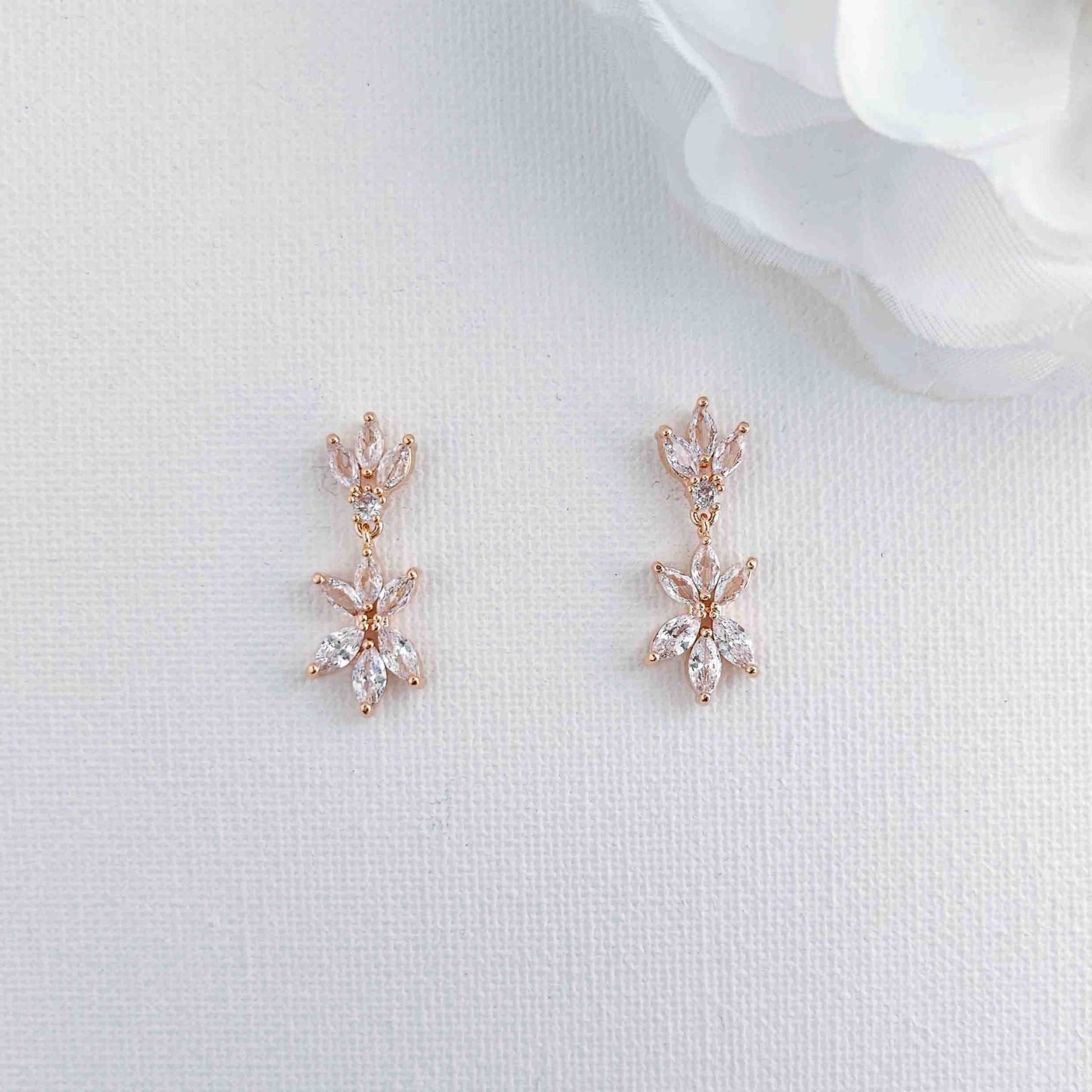 Silver Wedding Jewellery Set with CZ Necklace and Earrings-Sybil