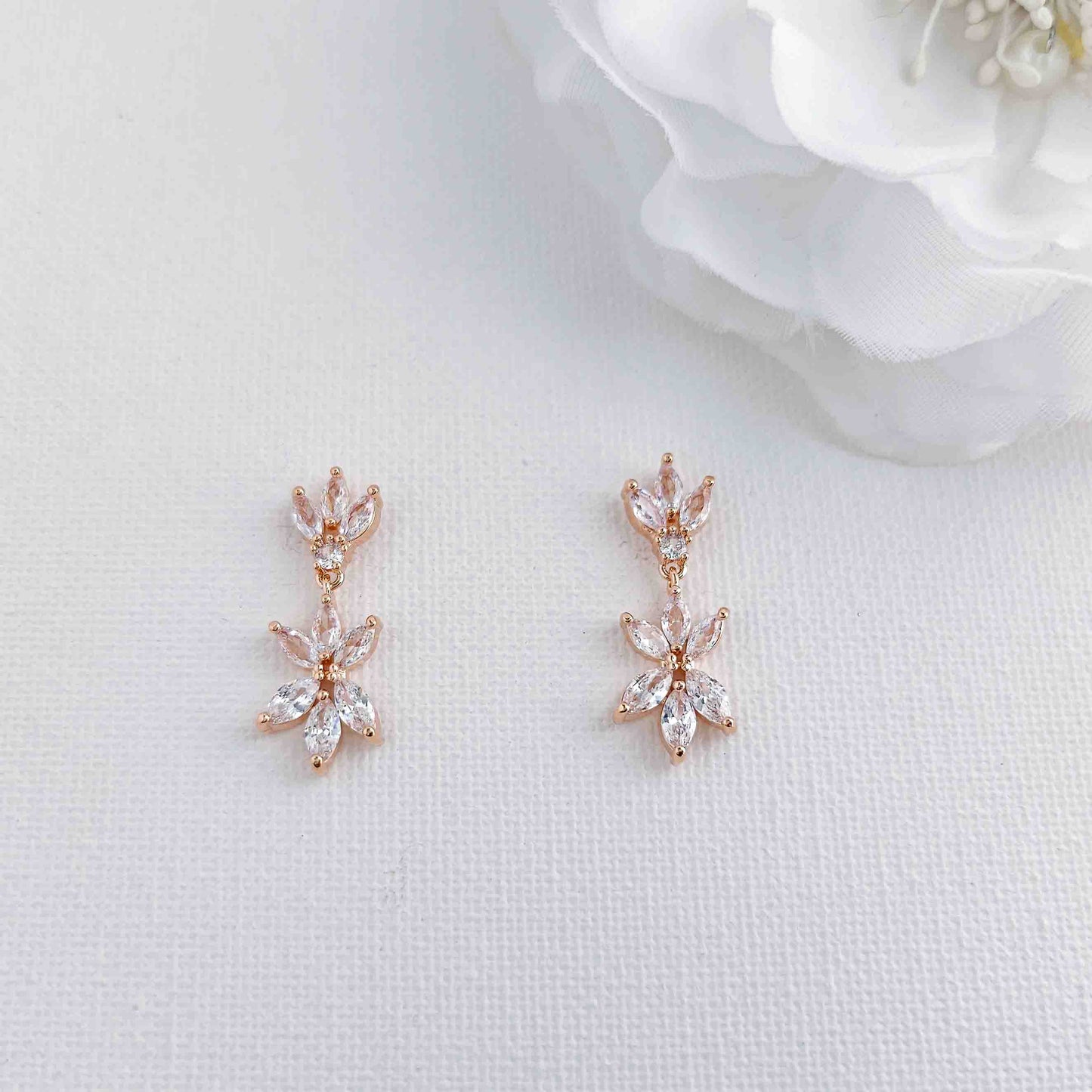 Silver Wedding Jewellery Set with CZ Necklace and Earrings-Sybil