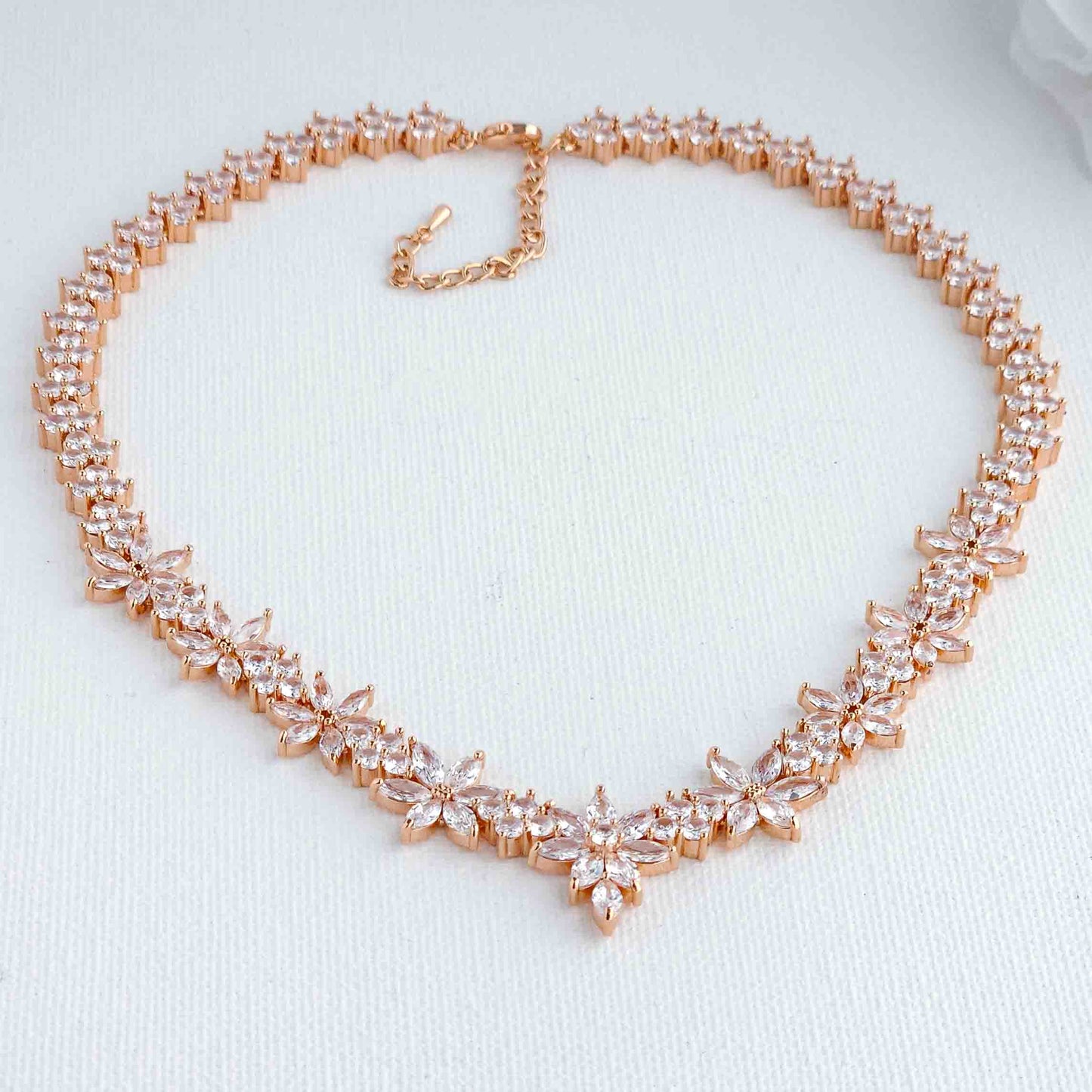 Silver Wedding Jewellery Set with CZ Necklace and Earrings-Sybil