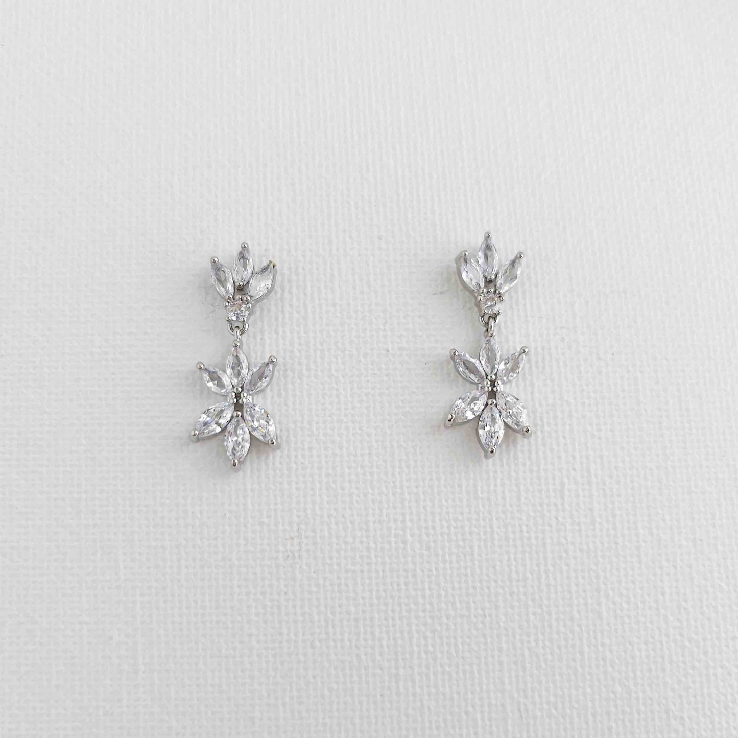 Silver Wedding Jewellery Set with CZ Necklace and Earrings-Sybil