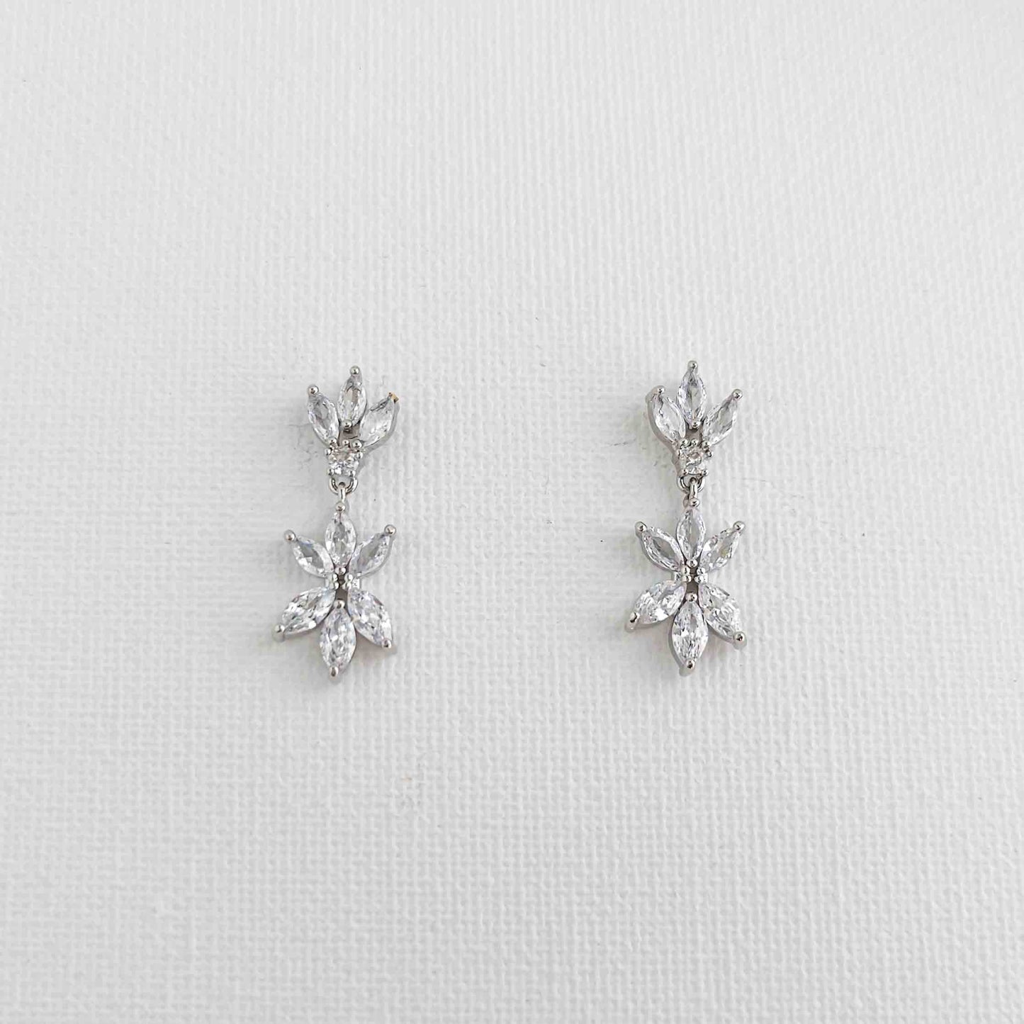 Silver Wedding Jewellery Set with CZ Necklace and Earrings-Sybil