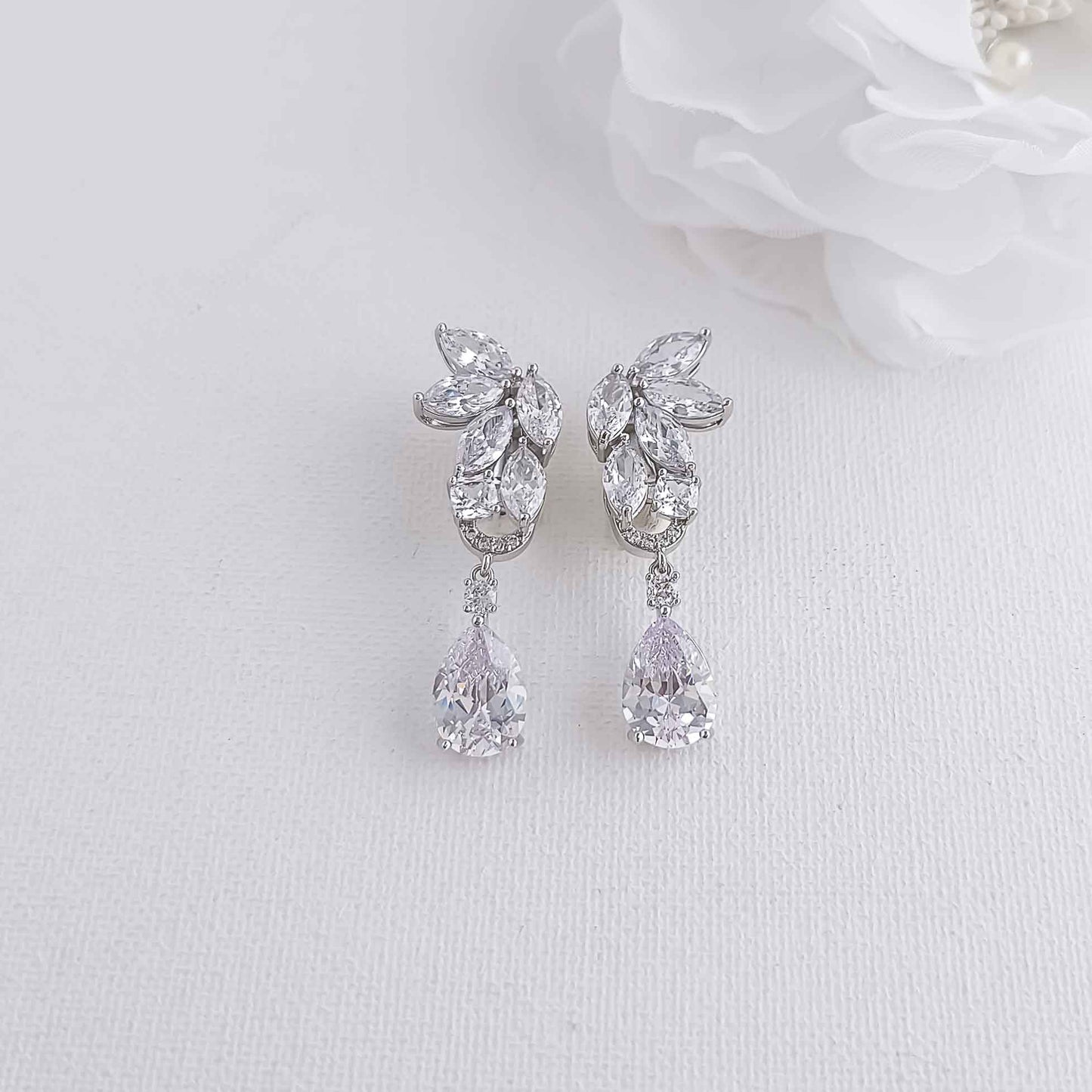 Clip On Leaf Earrings for Brides-Talia